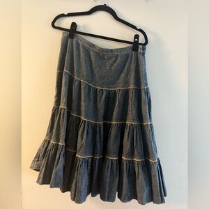 Vintage Calvin Klein Denim Tiered Skirt